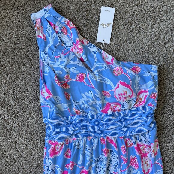 Lilly Pulitzer Helina One Shoulder Midi Dress Multi Bahamian Rhapsody Medium New - Picture 4 of 8